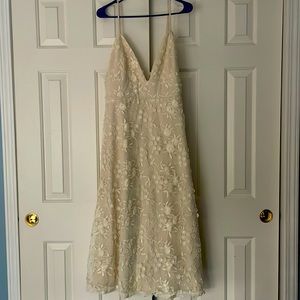 Cream midi dress with 3D flowers